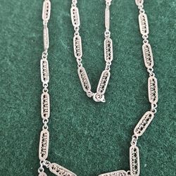 30 In. Vintage Jerusalem Made Silver Necklace