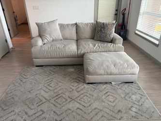 Modern Plush Sofa with Matching Ottoman