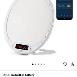 Light Therapy Lamp Sunrise Alarm Clock Wake up lamp 10000 lux UV-Free Sun lamp Bioclock Adjustment APP Control Portable No Built-in Lithium Battery