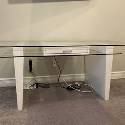 Desk Modern Glass Top White