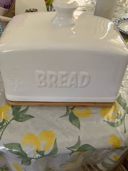 Glass bread box and  wooden stand