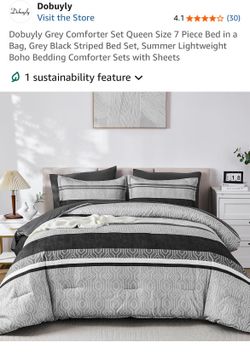 7Piece Queen Size Boho Style Comforter Bed Set