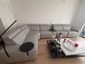 Light Gray Leather Sectional Sofa