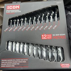 ICON PROFESSIONAL FLEX RATCHETING WRENCH SET 12 Piece Set Metric Sizing