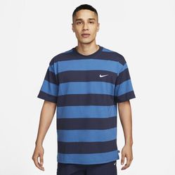 NEW Nike MENS LARGE SB Stripe T-shirt Navy Blue Striped Colorblock Dri Fit