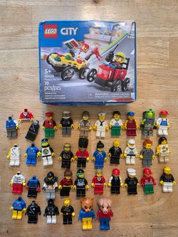 Lego Minifigure Lot of 34 Minifigures & New Lego Set (City, Vintage and More)