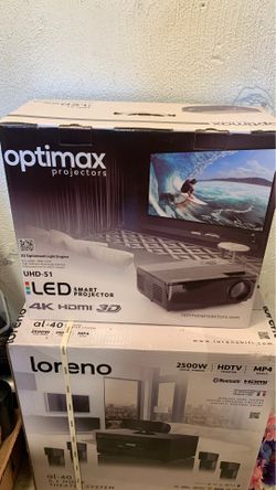 Optimax projectors, Loreno home theater system & projector Lock Screen
