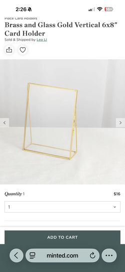 Brass And Gold Vertical 6x8” Card/photo Holders