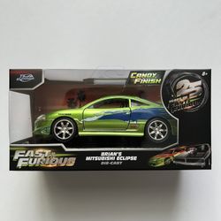 Jada Toys F&F Brian’s Green Mitsubishi Eclipse – Brand New | Candy Finish Paint