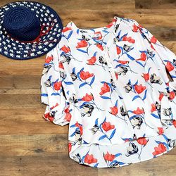 4th of July Floppy Hat & Floral Print Tunic Set size Woman's XXL 