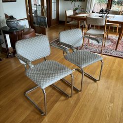 Vintage MCM Knoll Cesca Chairs Designed By Marcel Breuer, Period Upholstery