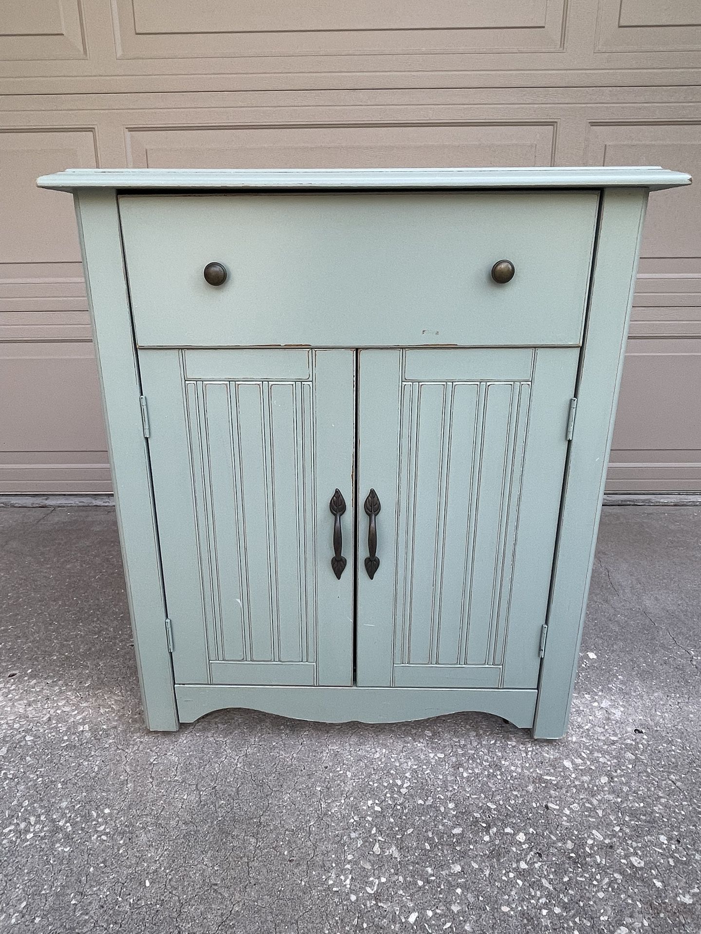 Turquoise Side Table with Drawer and Storage