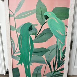 Two large parrot prints/paintings