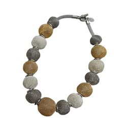 Erica Zap Silver Gold Tone Mesh Chain Floating Mesh Ball Beads 18inch Toggle  Vintage