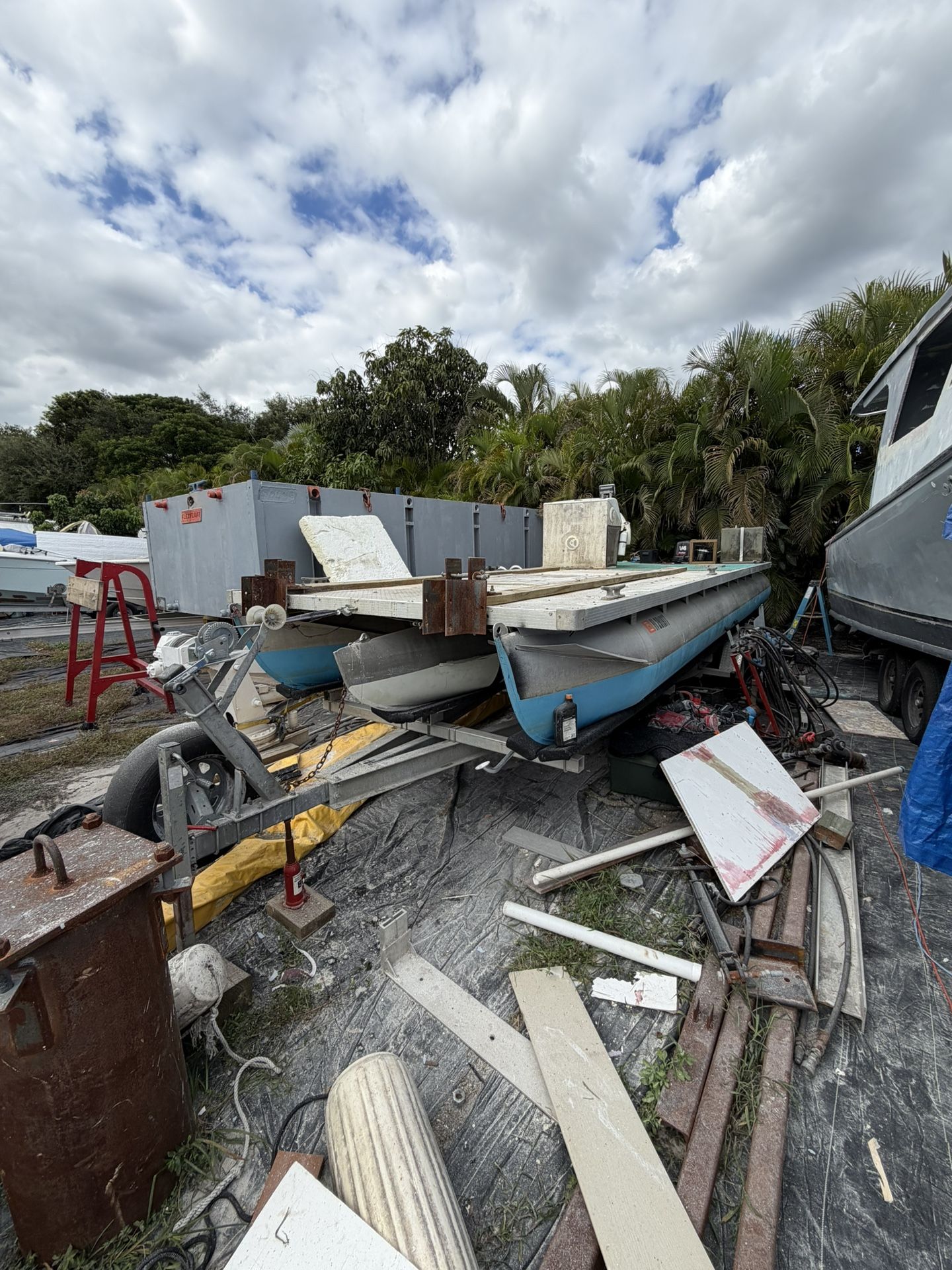 24’ Barge / Boat & Trailer For Sale