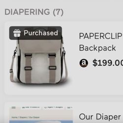 Baby Dipper Backpack  New Not Used 