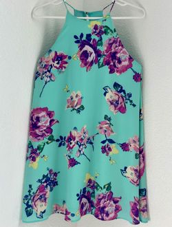 Fab’rik Floral Halter Mini Dress - Mint/Purple - Size S