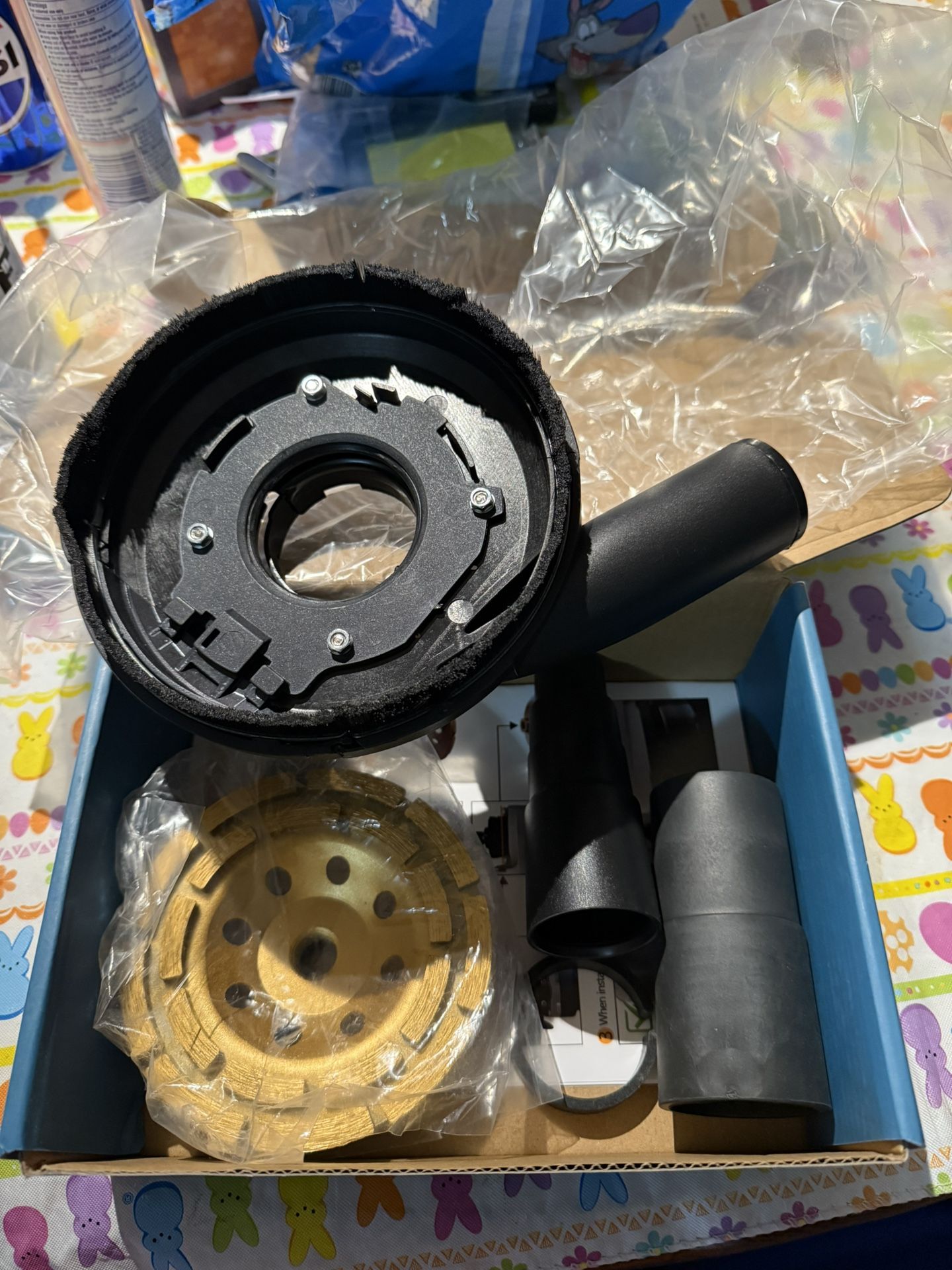 Dust Shroud for Angle Grinder 4.5 inch and 5 inch + Diamond Grinding Cup Wheel 4.5 inch with 5/8"-11 Threads, Dust Extraction Surface Grinding Shroud