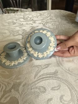Wedgewood Jasperware Candlesticks, 1 Pair