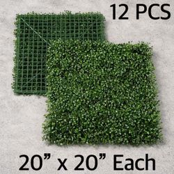 New In Box Sunnyglade 12 PCS 20"x 20" Artificial Boxwood Panels Topiary Hedge Plant Privacy Screen Sun Protected Suitable for Outdoor Indoor Garden Fe