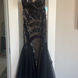 Strapless Jovani Black sequence Dress 