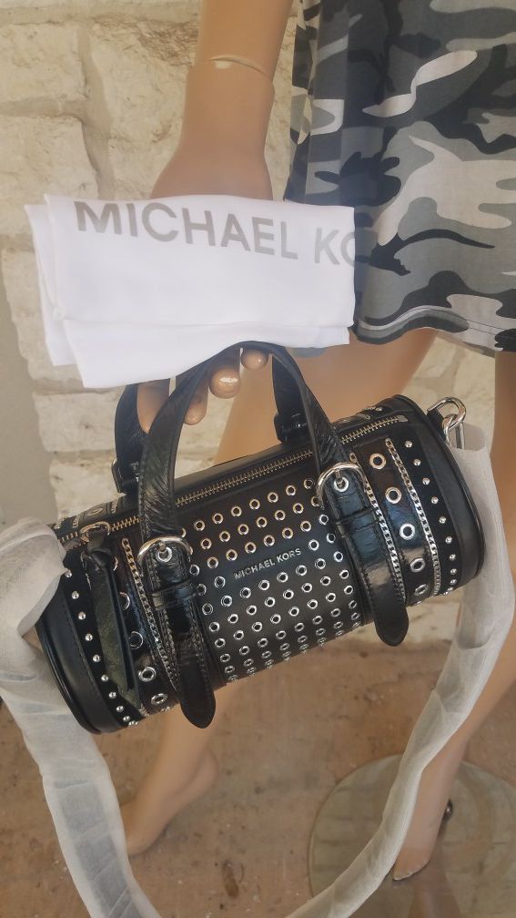 Michael Kors Medium barrel/messenger bag studs/grommets