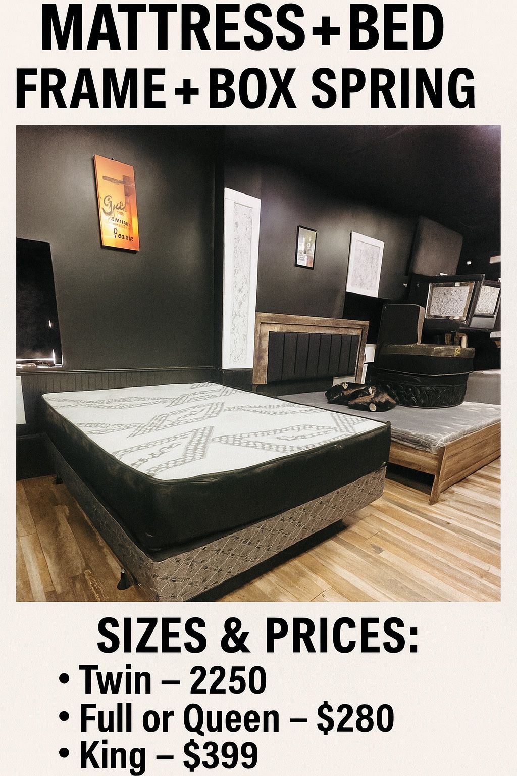Queen Mattress • Box Spring • Bed Frame (Rails)  📦  🚚 Same Day Delivery Available 💵 Pay on Delivery 