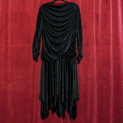 DAVID ROSE 80’s Plus Size Black LS Drop Waist Dynasty Vampy Midi Dress Sz 20