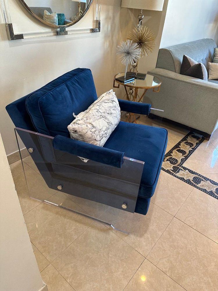 Tov furniture serena velvet/lucite chair | navy blue