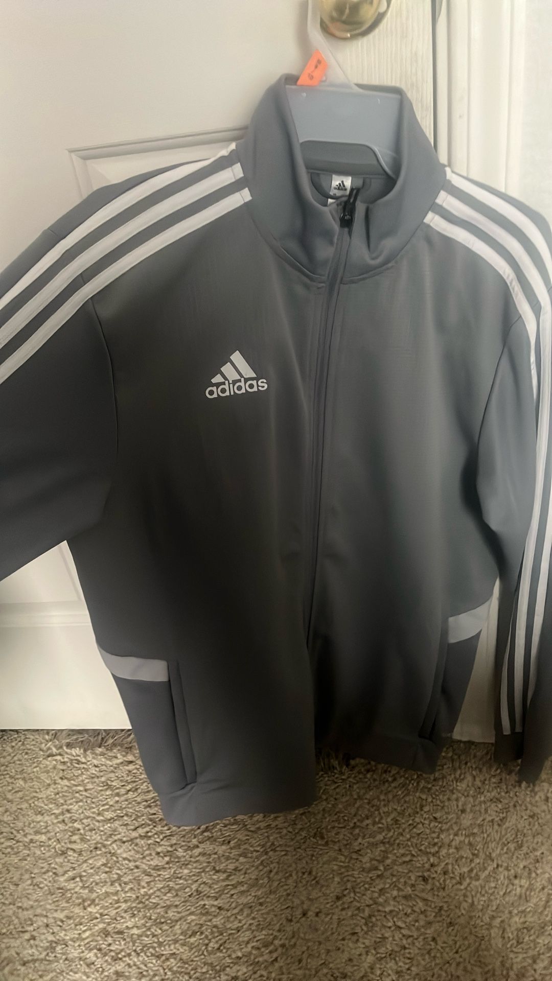 grey adidas zip up