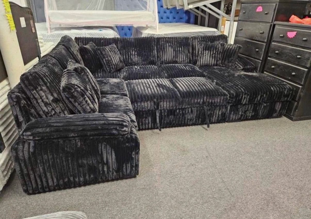 🛋️NEW!! Corduroy Sleeper Sectional Sofa STILL IN BOX 📦
