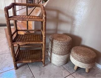 Rattan 4-Tier Shelf Unit