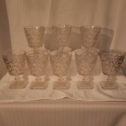 vintage Mt. Vernon criss cross pattern sherbert/ice cream clear glasses (8)