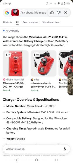 Milwaukee battery M4  Screw Driver with Charger