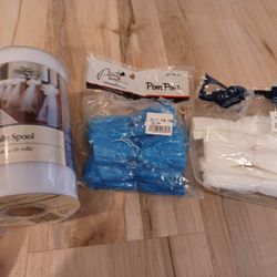 Pom Poms And Tulle Spool And Tulle Loose. 