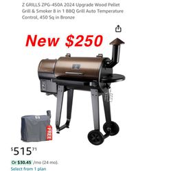 New Z GRILLS ZPG-450A 2024 Upgrade Wood Pellet Grill & Smoker 8 in 1 BBQ Grill Auto Temperature Control, 450 Sq in Bronze $250 pick up east Palmdale 