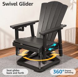 Black Adirondack Swivel Glider Chair