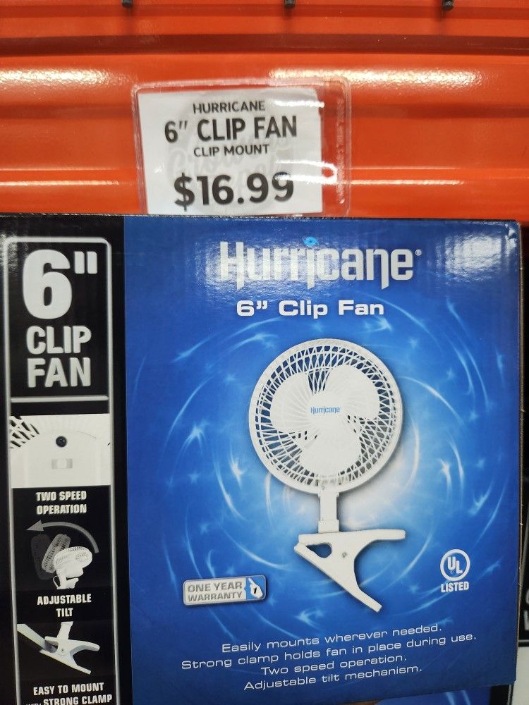 Hurricane Clip Fan 6inch