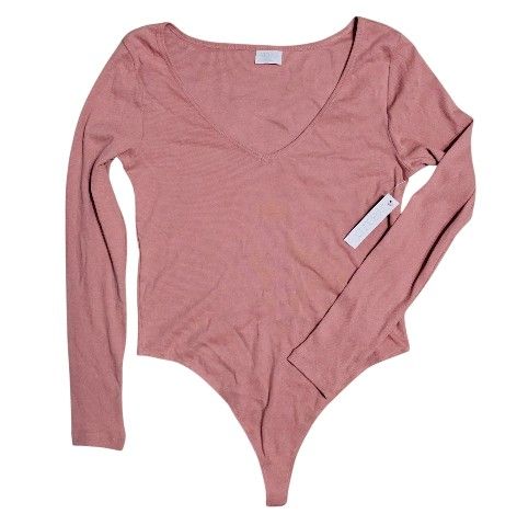 ABOUND Long Sleeve V-Neck Bodysuit pink dawn Womens Large L