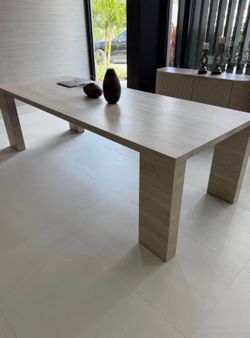 Travertine dining table 102 inches