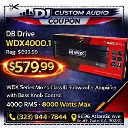 DB Drive WDX Series 8000 Watts Monoblock Subwoofer Amplifier With Bass Knob Control WDX4000.1 🚨 Payment Options Available 🚨 No Credit Needed 🚨 