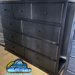 Black Nine Drawer Wide Dresser Fully Assembled Tocador 