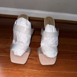 Women’s Size 8.5 Heels: Fashion Nova Clear Double Strap Heels