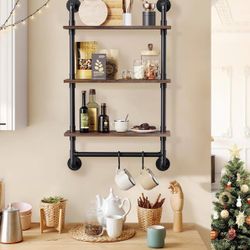 New 24" Industrial Floating Shelves with Tower Bar