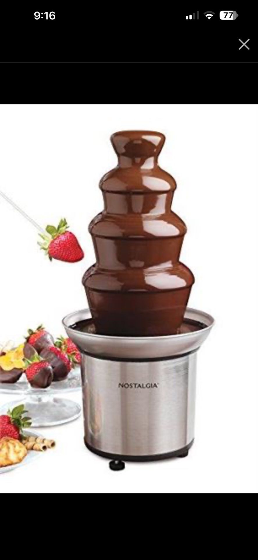 Nostalgia 4 Tier Electric Chocolate Fondue Fountain Machine for Parties - Melts Cheese, Queso, Candy, and Liqueur - Dip Strawberries, Apple Wedges, Ve
