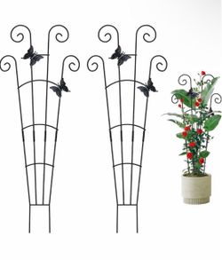 2 Pack Trellis for Potted Plants, 30 Inch Tall Butterfly Indoor Plant Trellis, Expandable & Rust-Resistant Metal Climbing Support for Vines, Indoor Ou