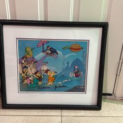 The Flintstones Hand Painted And Signed By Both Bill Hanna And Joe Barbra 