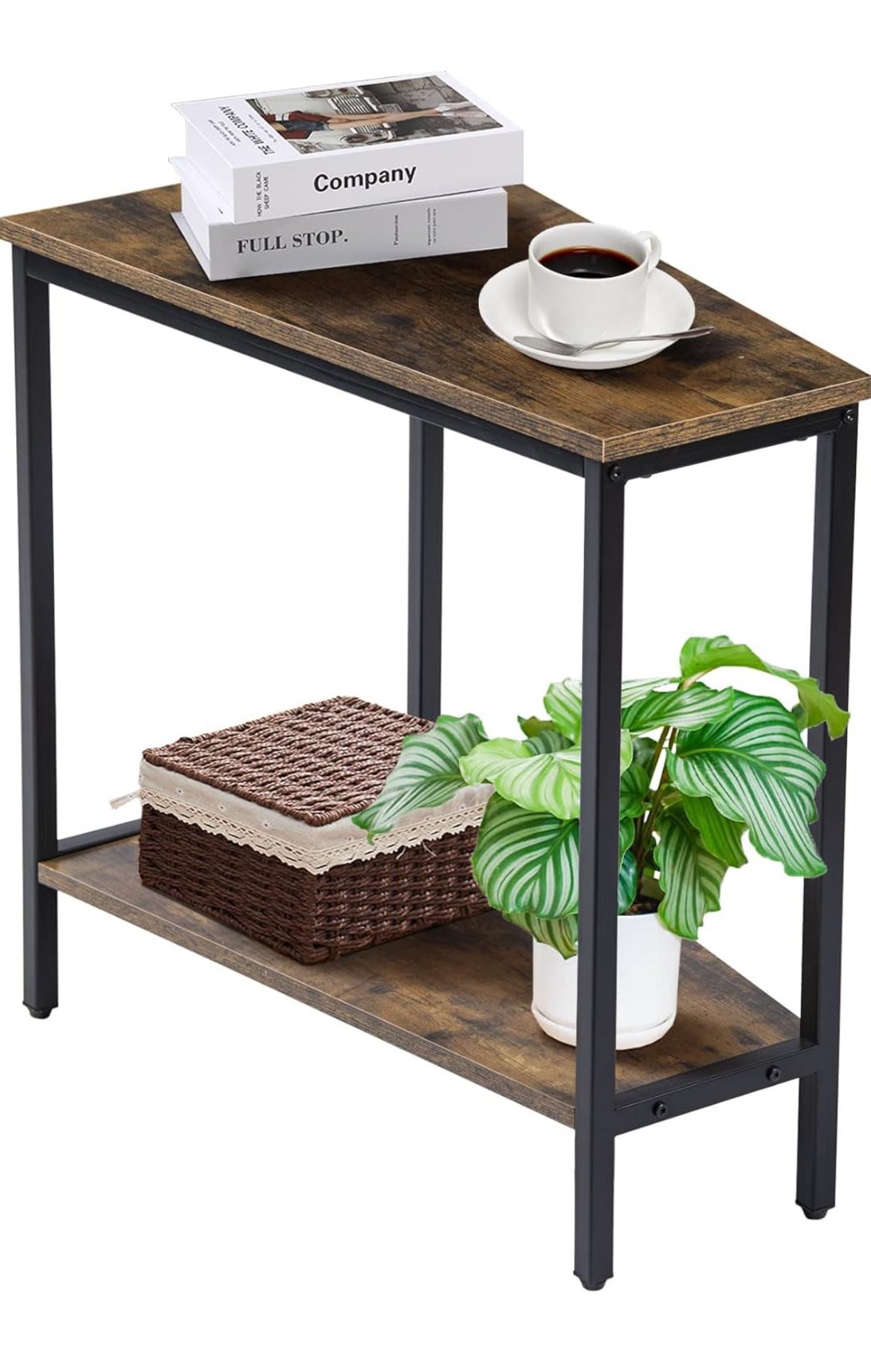 Wedge End Table - Narrow Triangle End Table - Recliner Table with Storage - Corner Tables for Living Room - Chair Side Tables for Small Spaces - Recta