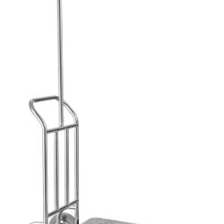 VEVOR Luggage Cart, 600 LBS Load Capacity, 3 Wheel Stainless Steel Bellman Cart, Valet Kart with Grey Carpeted Deck and Rubber Wheels, Ideal for Conve