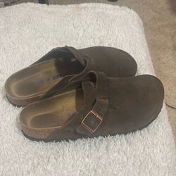 brown suede birkenstocks